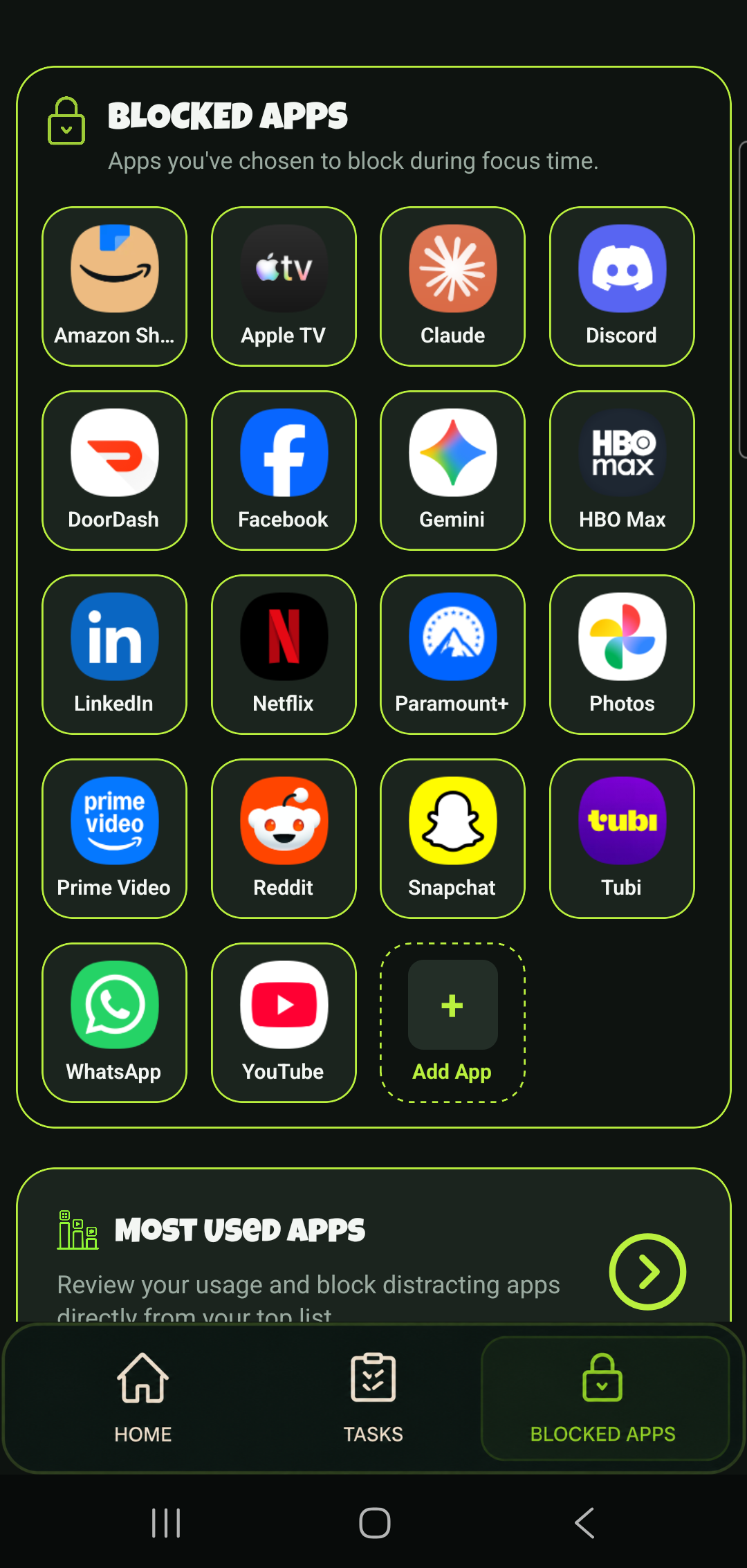 GoSignal blocked apps grid