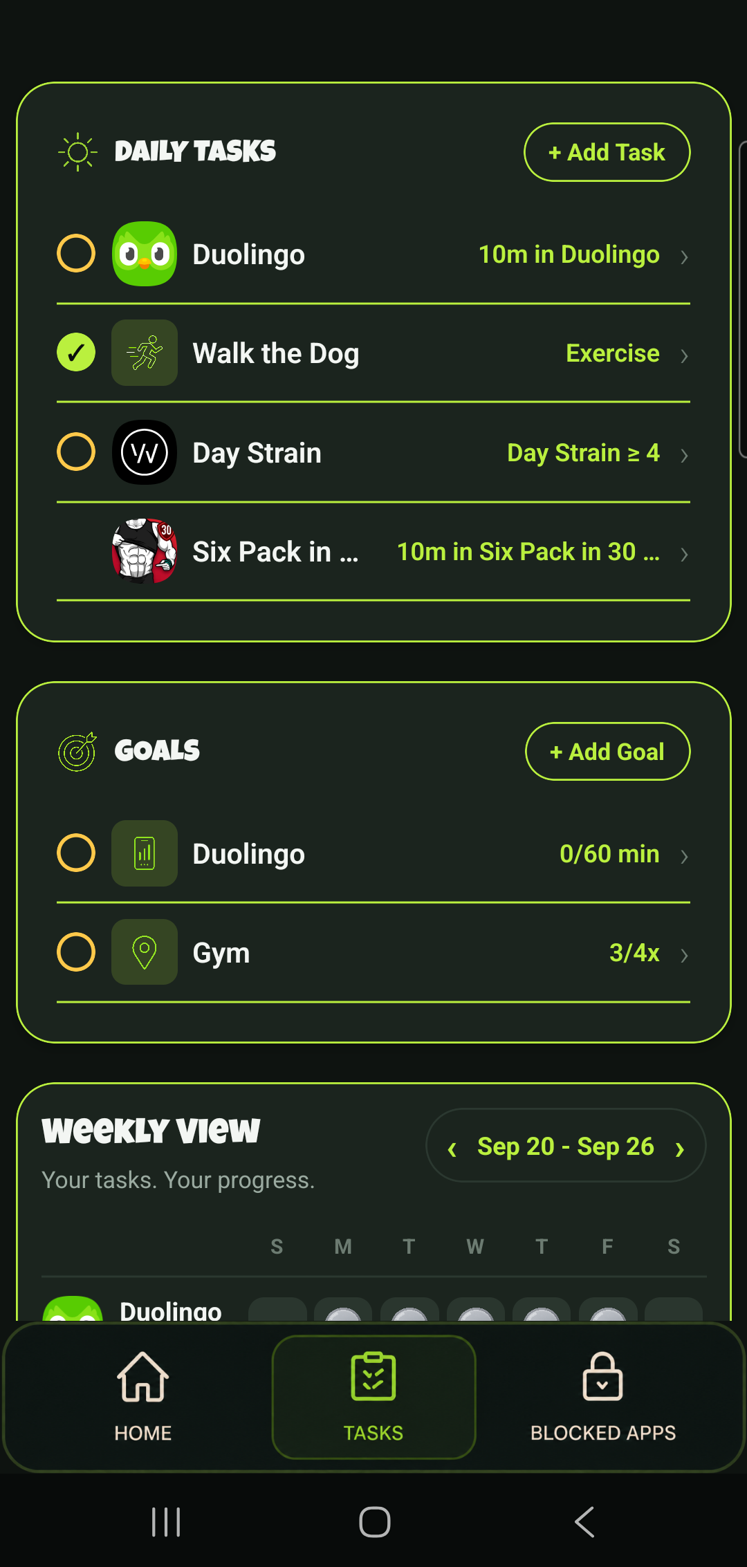 GoSignal tasks and goals list